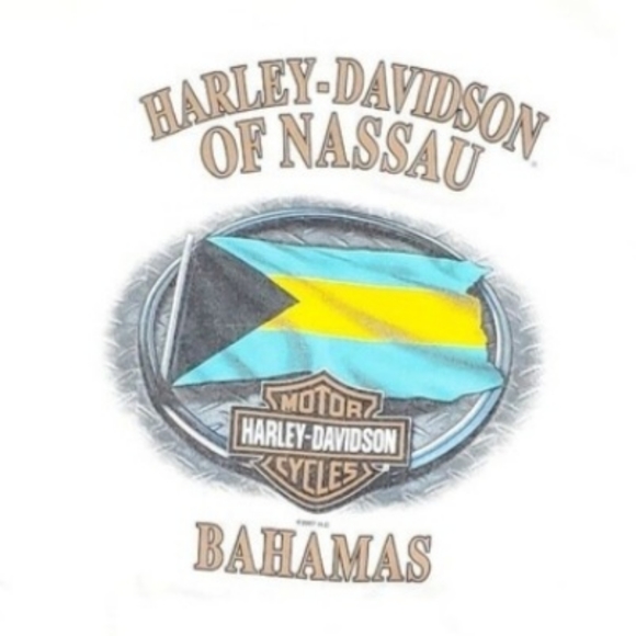 Harley Davidson It Better In The Bahamas White Short Sleeve Beach Sunset Small - Picture 2 of 10